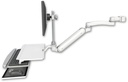 AccessMount™ Inverted Ultra 182 Arm with EV710 monitor mount mount for a 2" pole, a work surface tray and slide-out keyboard tray, and an 11" arm