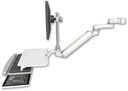 AccessMount™ Inverted Ultra 182 Arm with EV710 monitor mount mount for a 2" pole, a work surface tray and slide-out keyboard tray, and an 6" arm