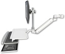 AccessMount™ Inverted Ultra 182 Arm with EV710 monitor mount mount for a 2" pole and a work surface tray and slide-out keyboard tray