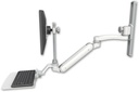 AccessMount™ Inverted Ultra 182 Arm with EV710 monitor mount mount on a 19" wall track slider, a 12" flat keyboard tray, and an 11" arm