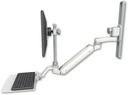 AccessMount™ Inverted Ultra 182 Arm with EV710 monitor mount mount on a 19" wall track slider, a 12" flat keyboard tray, and an 6" arm