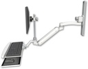 AccessMount™ Inverted Ultra 182 Arm with EV710 monitor mount mount on a 19" wall track slider, a wrist-rest keyboard tray, and an 11" arm
