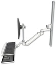 AccessMount™ Inverted Ultra 182 Arm with EV710 monitor mount mount on a 36" wall track slider, a wrist-rest keyboard tray, and an 6" arm