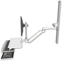AccessMount™ Inverted Ultra 182 Arm with EV710 monitor mount mount on a 36" wall track slider, a work surface tray and slide-out keyboard tray, and an 11" arm