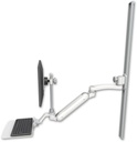 AccessMount™ Inverted Ultra 182 Arm with EV710 monitor mount mount on a 50" wall track slider, a 12" flat keyboard tray, and an 11" arm