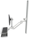 AccessMount™ Inverted Ultra 182 Arm with EV710 monitor mount mount on a 50" wall track slider, a wrist-rest keyboard tray, and an 6" arm