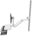 AccessMount™ Inverted Ultra 182 Arm with EV710 monitor mount mount on a 50" wall track slider, a work surface tray and slide-out keyboard tray, and an 11" arm