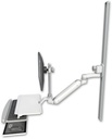 AccessMount™ Inverted Ultra 182 Arm with EV710 monitor mount mount on a 50" wall track slider, a work surface tray and slide-out keyboard tray, and an 6" arm