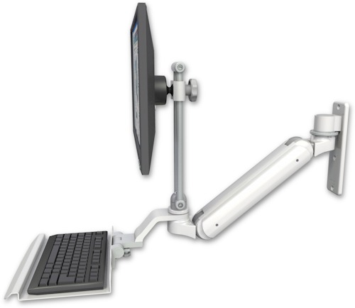 AccessMount™ Inverted Ultra 182 Arm with EV710 monitor mount wall mount and a 12" keyboard tray