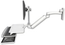 AccessMount™ Inverted Ultra 182 Arm with EV710 monitor mount wall mount, a work surface tray and slide-out keyboard tray, and an 11" arm