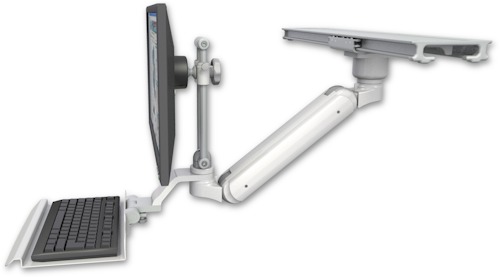 AccessMount™ Inverted Ultra 182 Arm with short EV710 monitor mount mount on a ProSlide 28" track slider and a 12" keyboard tray