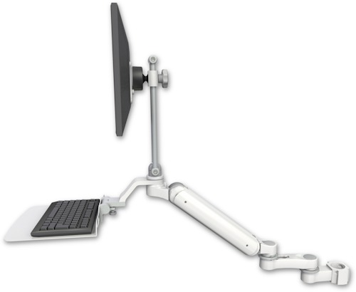 AccessMount™ Ultra 182 Heavy Duty Arm with EV710 monitor mount mount for a 2" pole, a 12" flat keyboard tray, and an 6" arm