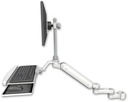 AccessMount™ Ultra 182 Heavy Duty Arm with EV710 monitor mount mount for a 2" pole, a wrist-rest keyboard tray, and an 6" arm