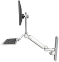 AccessMount™ Ultra 182 Heavy Duty Arm with EV710 monitor mount mount on a 19" wall track slider, a 12" keyboard tray, and an 6" arm