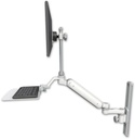 AccessMount™ Ultra 182 Heavy Duty Arm with EV710 monitor mount mount on a 19" wall track slider, a 12" flat keyboard tray, and an 6" arm