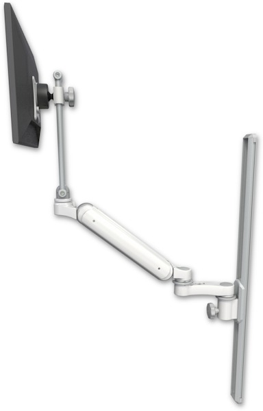 AccessMount™ Ultra 182 Heavy Duty Arm with EV710 monitor mount mount on a 36" wall track slider and an 6" arm