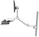 AccessMount™ Ultra 182 Heavy Duty Arm with EV710 monitor mount mount on a 36" wall track slider, a work surface tray and slide-out keyboard tray, and an 11" arm