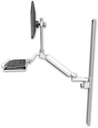 AccessMount™ Ultra 182 Heavy Duty Arm with EV710 monitor mount mount on a 50" wall track slider, a wrist-rest keyboard tray, and an 6" arm