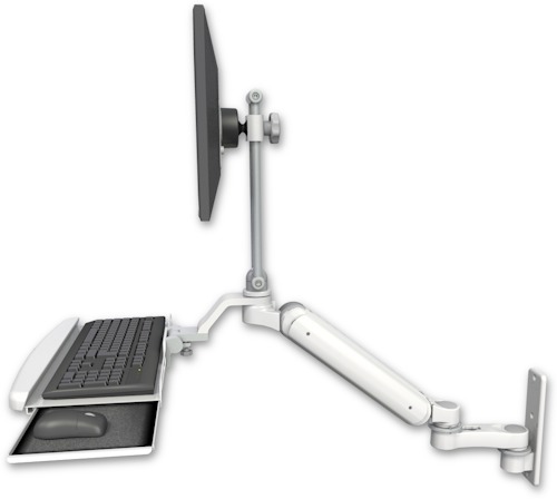 AccessMount™ Ultra 182 Heavy Duty Arm with EV710 monitor mount wall mount, a wrist-rest keyboard tray, and an 6" arm