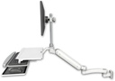 AccessMount™ Ultra 182 Heavy Duty Arm with EV710 monitor mount 3.5" wall mount, a work surface tray and slide-out keyboard tray, and an 11" arm