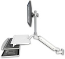 AccessMount™ Ultra 182 Heavy Duty Arm with EV710 monitor mount 3.5" wall mount and a work surface tray and slide-out keyboard tray