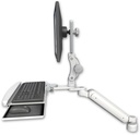 AccessMount™ Ultra 182 Heavy Duty Arm with Paralink monitor mount desk mount, a 1" riser, and a wrist-rest keyboard tray