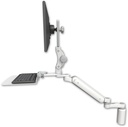 AccessMount™ Ultra 182 Heavy Duty Arm with Paralink monitor mount desk mount, a 5" riser, a 12" flat keyboard tray, and an 6" arm