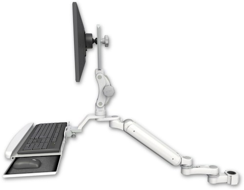 AccessMount™ Ultra 182 Heavy Duty Arm with Paralink monitor mount mount for a 1.5" pole, a wrist-rest keyboard tray, and an 6" arm