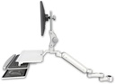 AccessMount™ Ultra 182 Heavy Duty Arm with Paralink monitor mount mount for a 1.5" pole, a work surface tray and slide-out keyboard tray, and an 6" arm