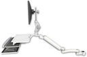 AccessMount™ Ultra 182 Heavy Duty Arm with Paralink monitor mount mount for a 1.75" pole, a work surface tray and slide-out keyboard tray, and an 11" arm