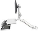 AccessMount™ Ultra 182 Heavy Duty Arm with Paralink monitor mount mount for a 1.75" pole and a work surface tray and slide-out keyboard tray