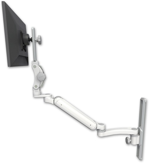 AccessMount™ Ultra 182 Heavy Duty Arm with Paralink monitor mount mount on a 19" wall track slider and an 11" arm