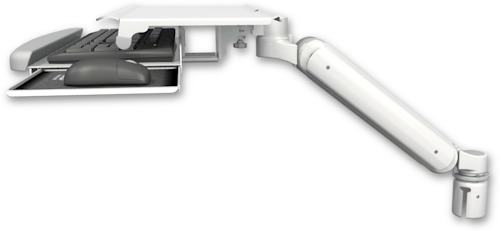 AccessMount™ Ultra 182 Heavy Duty Arm mount for a 2" radius with a work surface tray and slide-out keyboard tray