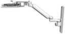 AccessMount™ Ultra 182 Heavy Duty Arm mount on a 19" wall track slider with a work surface tray and slide-out keyboard tray and an 6" arm