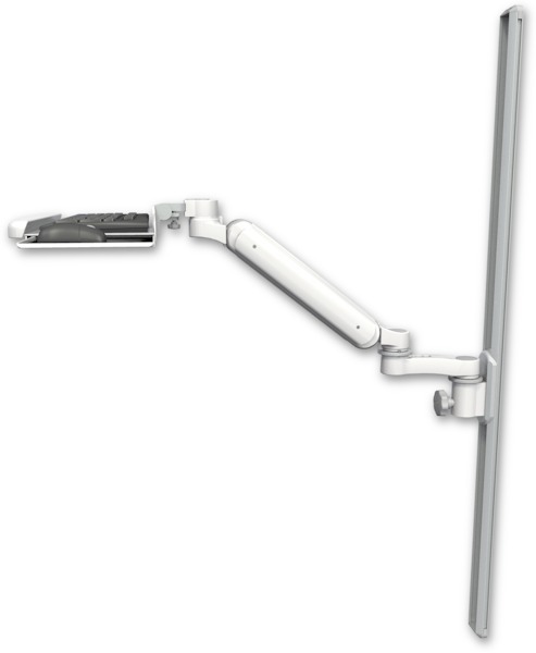 AccessMount™ Ultra 182 Heavy Duty Arm mount on a 50" wall track slider with a wrist-rest keyboard tray and an 6" arm