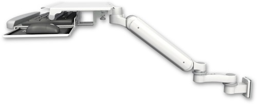 AccessMount™ Ultra 182 Heavy Duty Arm 3.5" wall mount with a work surface tray and slide-out keyboard tray and an 6" arm