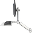 AccessMount™ Ultra 182 Heavy Duty Arm with EV710 monitor mount desk mount, a 1" riser, and a 12" flat keyboard tray