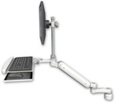 AccessMount™ Ultra 182 Heavy Duty Arm with EV710 monitor mount desk mount, a 1" riser, a wrist-rest keyboard tray, and an 6" arm