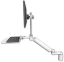 AccessMount™ Ultra 182 Heavy Duty Arm with EV710 monitor mount desk mount, a 3" riser, a 12" flat keyboard tray, and an 6" arm