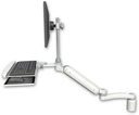 AccessMount™ Ultra 182 Heavy Duty Arm with EV710 monitor mount desk mount, a 3" riser, a wrist-rest keyboard tray, and an 11" arm