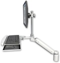 AccessMount™ Ultra 182 Heavy Duty Arm with EV710 monitor mount desk mount, a 3" riser, and a wrist-rest keyboard tray