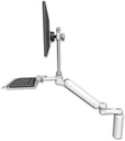 AccessMount™ Ultra 182 Heavy Duty Arm with EV710 monitor mount desk mount, a 7.5" riser, a 12" keyboard tray, and an 6" arm