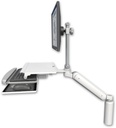 AccessMount™ Ultra 182 Heavy Duty Arm with EV710 monitor mount desk mount, a 7.5" riser, and a work surface tray and slide-out keyboard tray