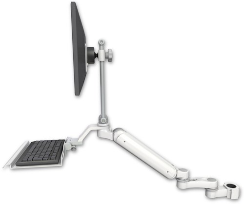 AccessMount™ Ultra 182 Arm with EV710 monitor mount mount for a 1.75" pole, a 12" keyboard tray, and an 6" arm