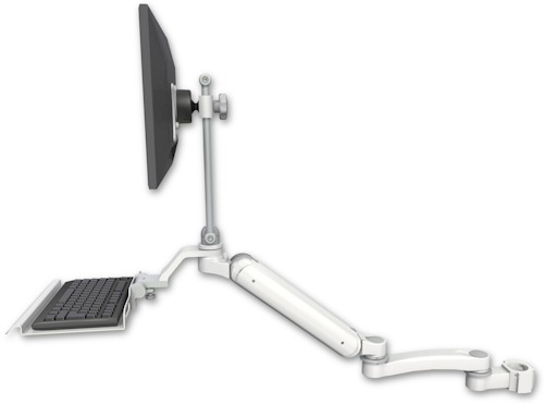 AccessMount™ Ultra 182 Arm with EV710 monitor mount mount for a 2" pole, a 12" keyboard tray, and an 11" arm