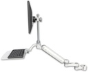 AccessMount™ Ultra 182 Arm with EV710 monitor mount mount for a 2" pole, a 12" flat keyboard tray, and an 6" arm