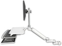 AccessMount™ Ultra 182 Arm with EV710 monitor mount mount for a 2" pole, a work surface tray and slide-out keyboard tray, and an 6" arm