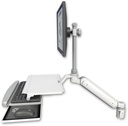 AccessMount™ Ultra 182 Arm with EV710 monitor mount mount for a 2" radius and a work surface tray and slide-out keyboard tray
