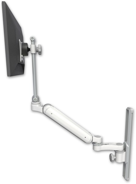 AccessMount™ Ultra 182 Arm with EV710 monitor mount mount on a 19" wall track slider and an 6" arm
