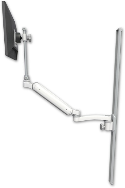 AccessMount™ Ultra 182 Arm with EV710 monitor mount mount on a 50" wall track slider and an 11" arm